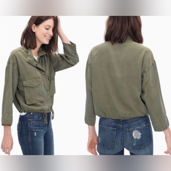LOFT Green Utility Jacket with Relaxed Fit and Long Sleeves - Picture 1 of 5